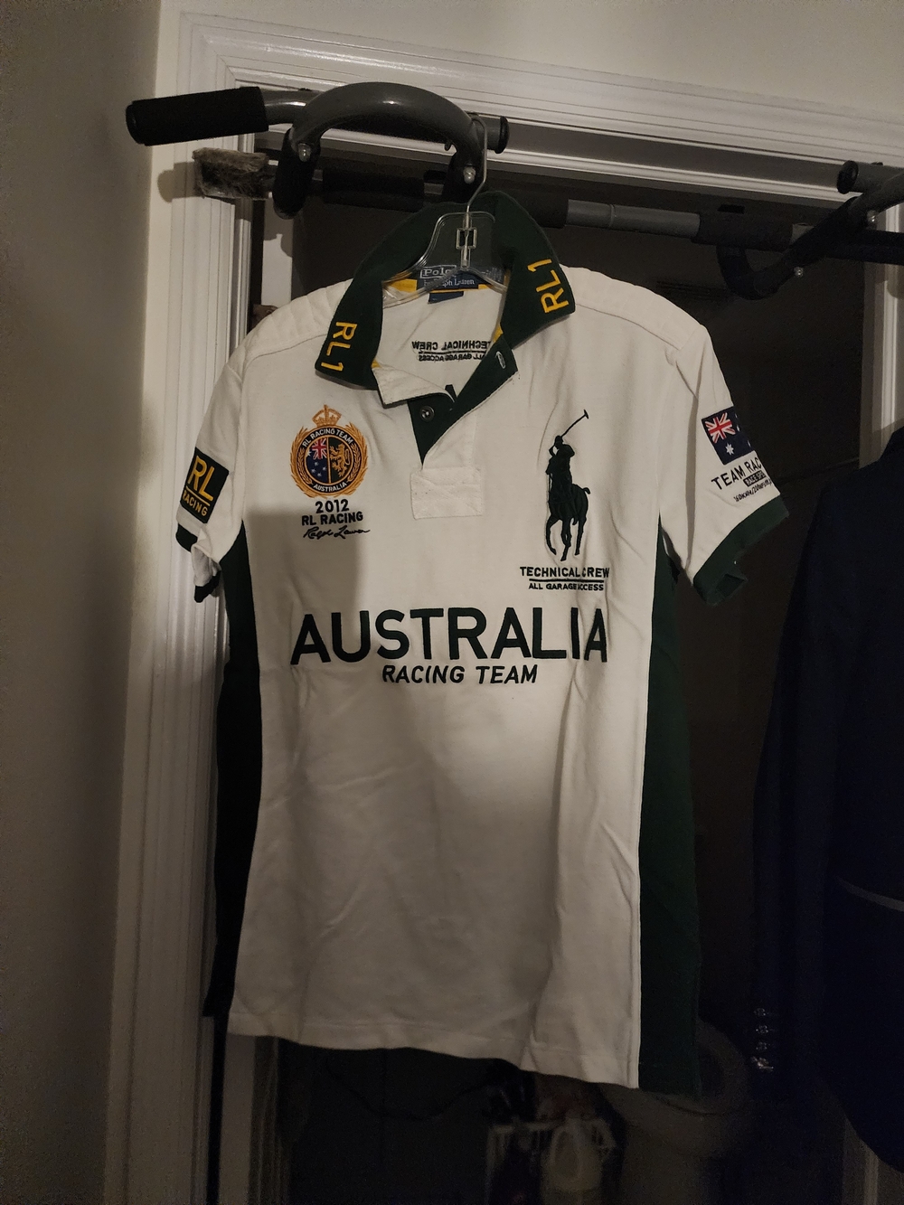 Authentic Ralph Lauren White & Green Australia Racing Team Polo Shirt. S-M